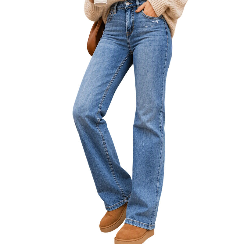 Casual stretchiga högmidjejeans för kvinnor