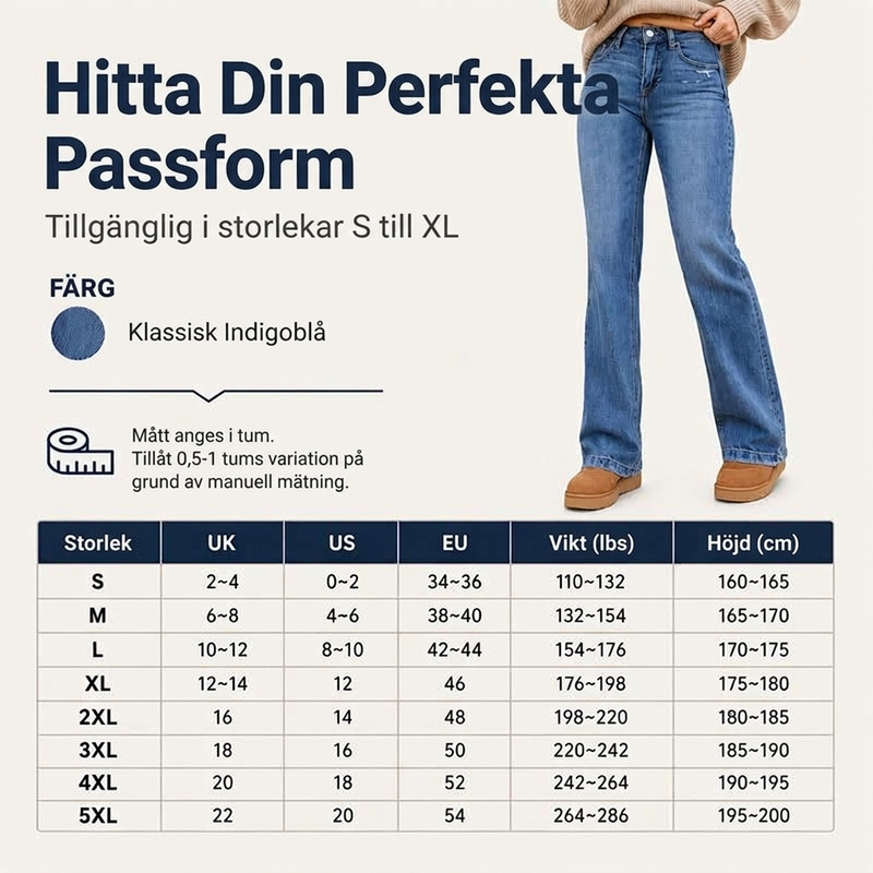 Casual stretchiga högmidjejeans för kvinnor