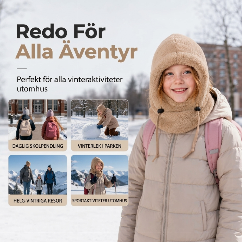 🧢Vindtät termisk cykelbalaklava för barn
