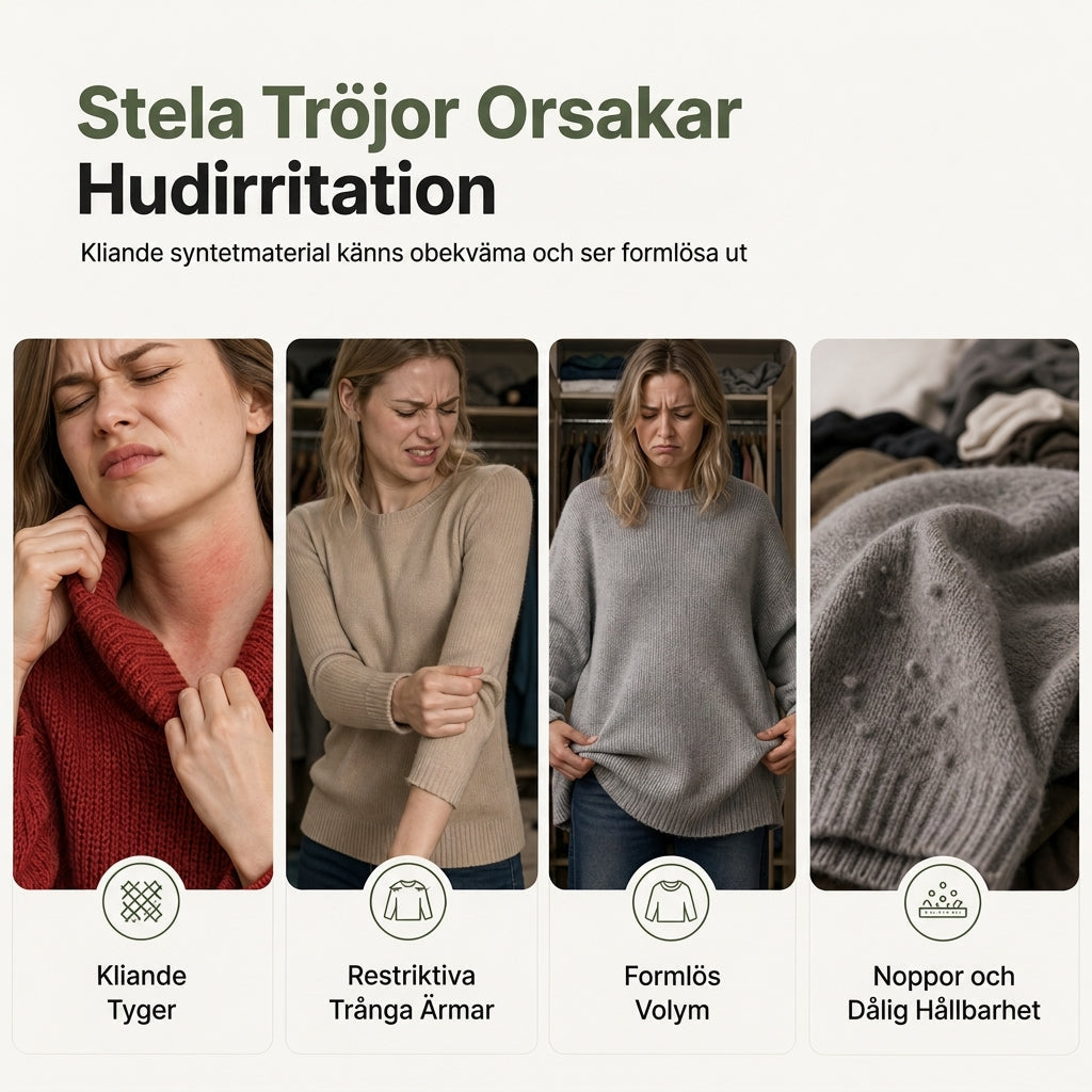 Enfärgad stickad tröja för kvinnor