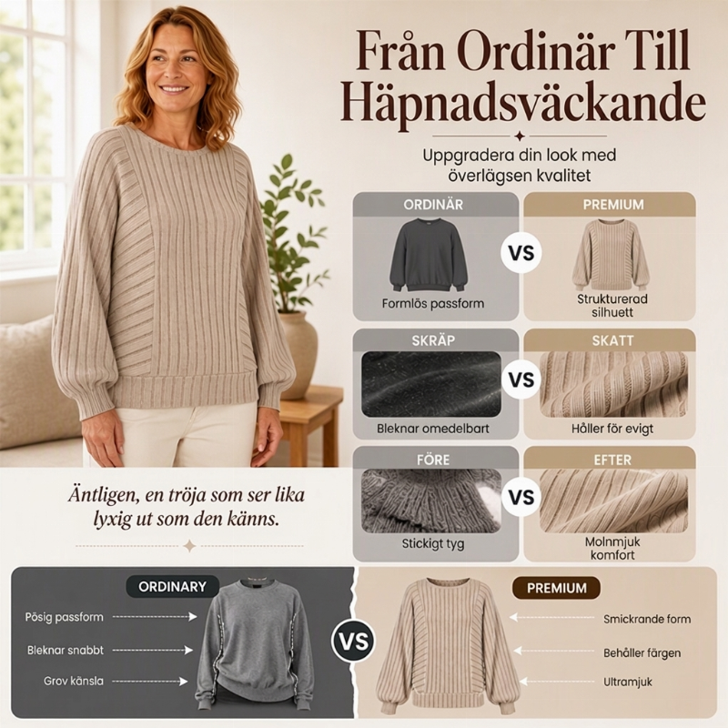 Lösribbade tröjor för kvinnor med lanternärmar