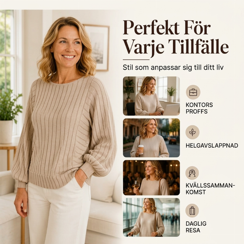 Lösribbade tröjor för kvinnor med lanternärmar