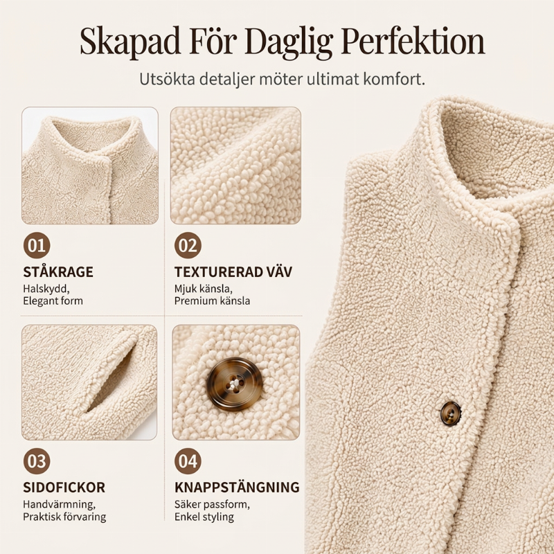 Varmt sherpa-väst för kvinnor, ledig stil