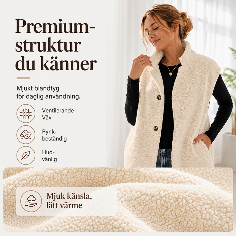 Varmt sherpa-väst för kvinnor, ledig stil