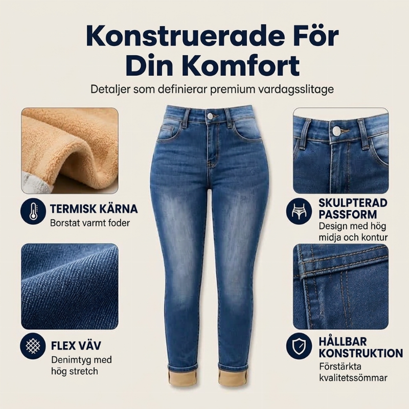 Supervärmande 🥰 Perfekt för kallt väder ❄️ Damjeans i stretch med fleecefoder och hög midja