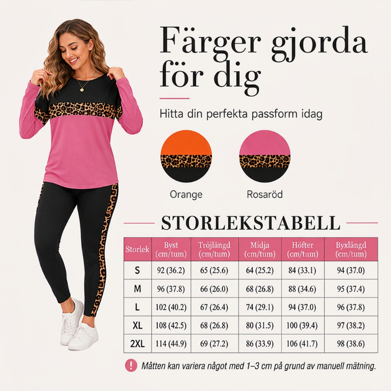 Damens lediga set i leopardmönster, 2 delar