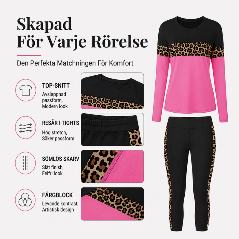 Damens lediga set i leopardmönster, 2 delar