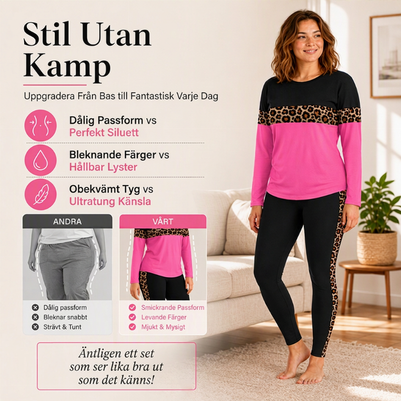 Damens lediga set i leopardmönster, 2 delar