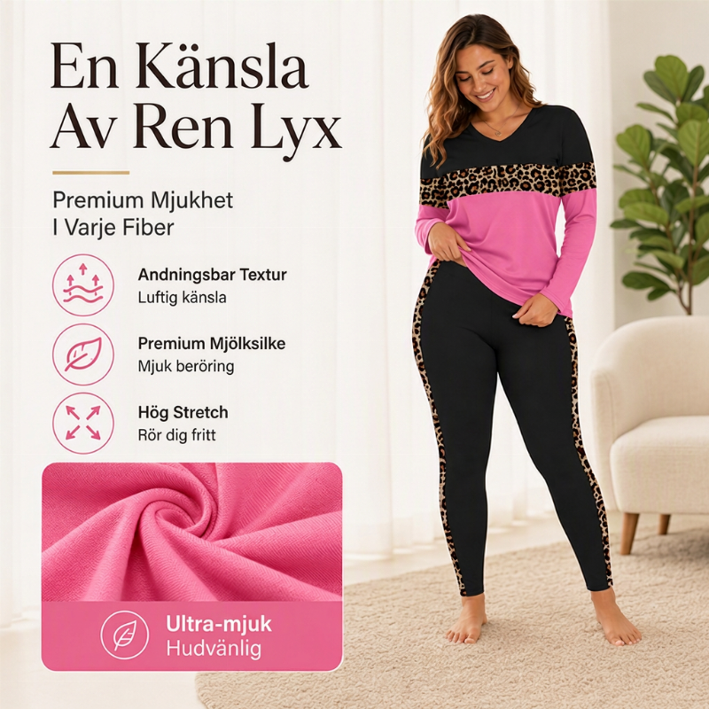 Damens lediga set i leopardmönster, 2 delar