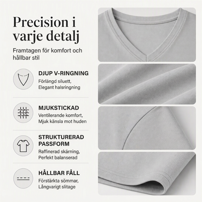 ✨ Ny kollektion 💎 Avslappnad dam-T-shirt med V-ringning och långa ärmar – bekväm basplagg för vardagen