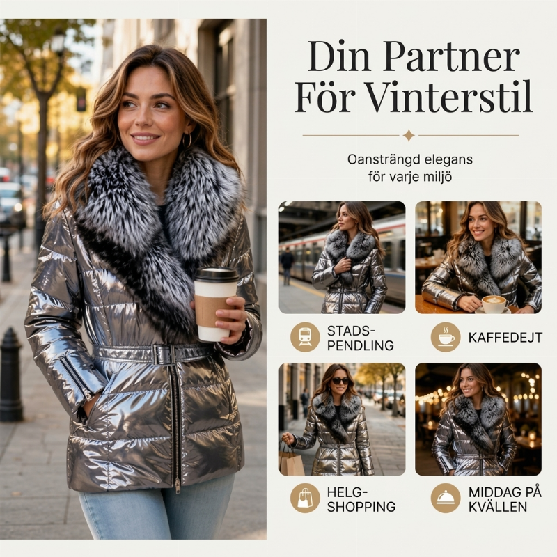 💰 Halva priset! 🧥 Väddad jacka för kvinnor med konstpälsad krage – varm, mjuk, stilren, perfekt för kalla vinterdagar. ✨