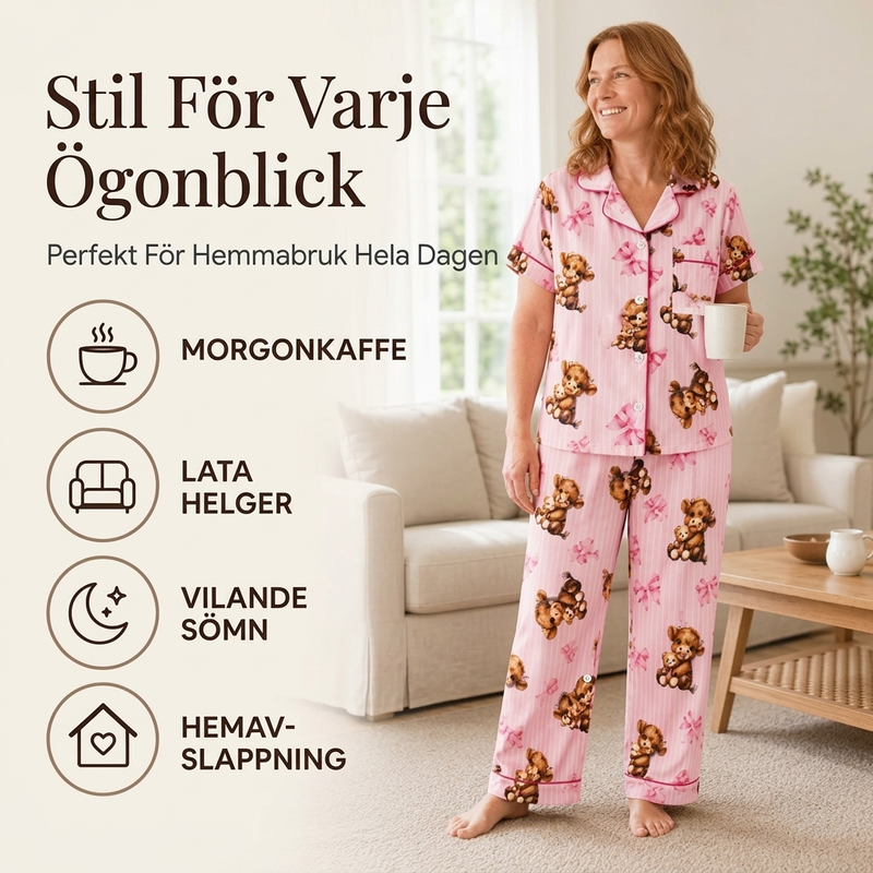 🐮 Dam pyjamas set i 3 delar med höglandsko tryck – mjuk, bekväm, söt design, perfekt för hemmakvällar, nu till halva priset! ✨