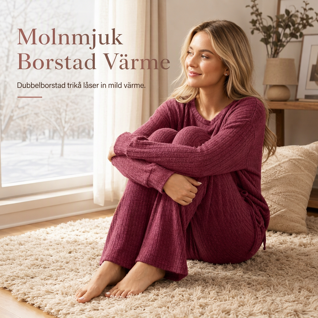 💰 Halva priset! 🏃‍♀️ Sportigt randigt tvådelat set för kvinnor i mjuk borstad kvalitet – perfekt för hem och vardag. ✨