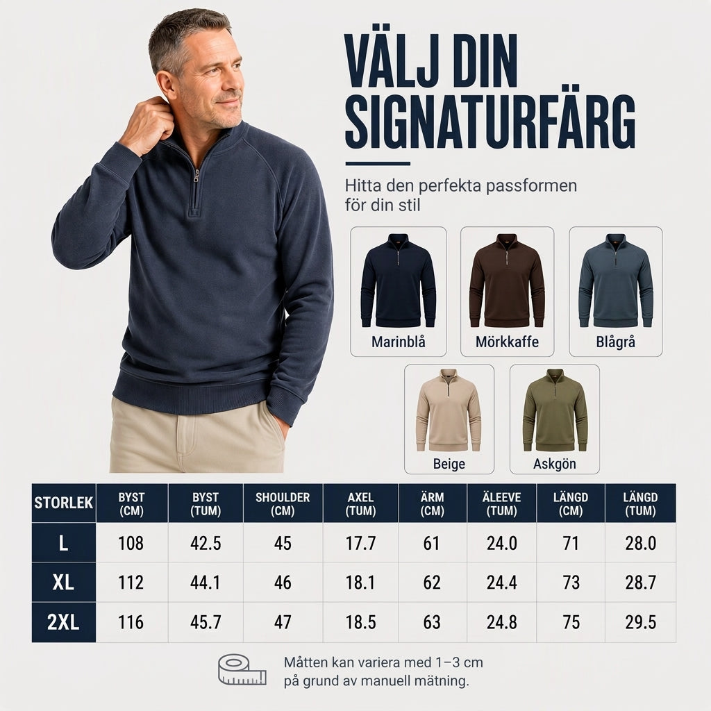 Herrtröja med Kvartsdragkedja & Ståkrage – Mjuk och Bekväm