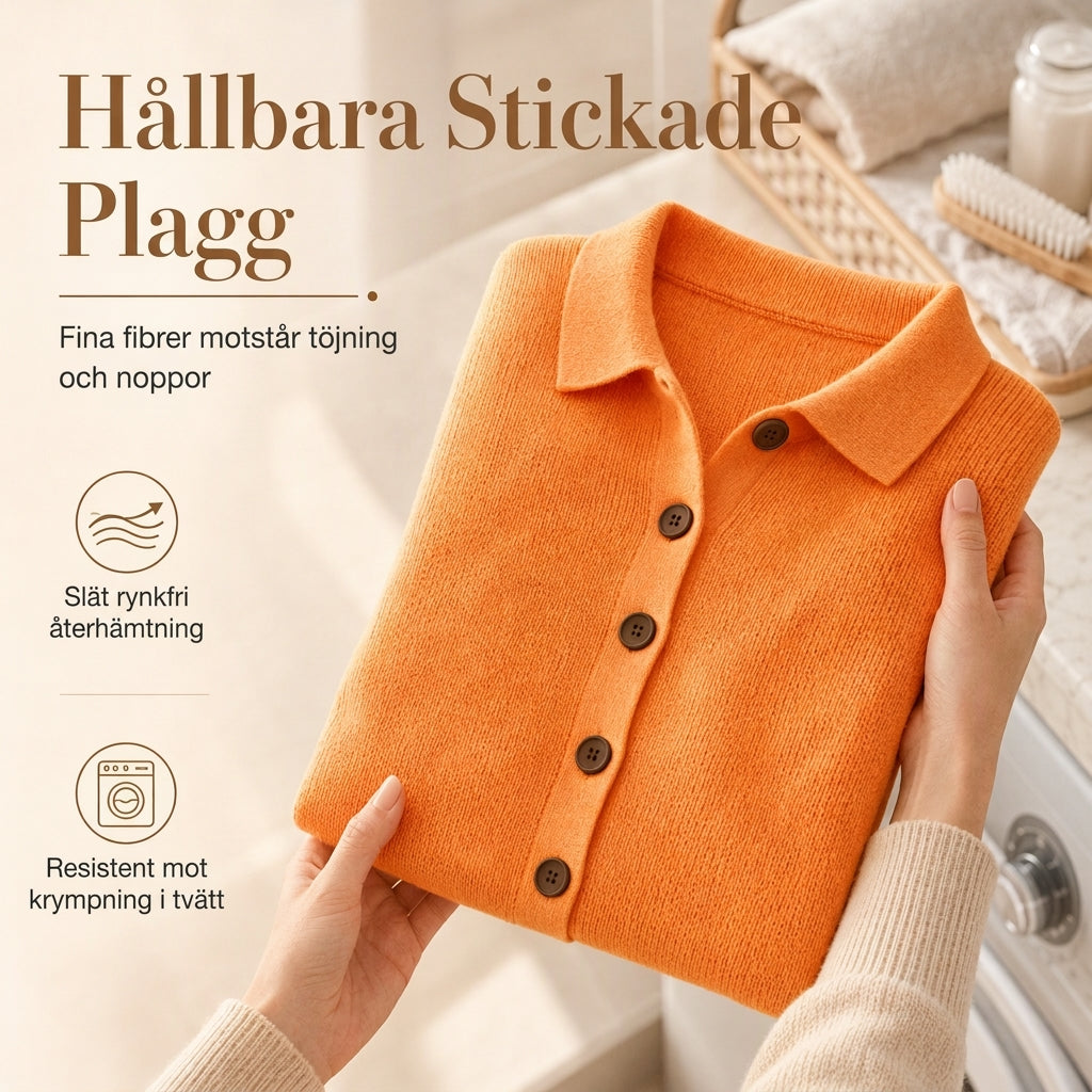 💰 Halva priset! |Stickad Kofta Dam med Krage – Mjuk Cardigan med Kontrastknappar