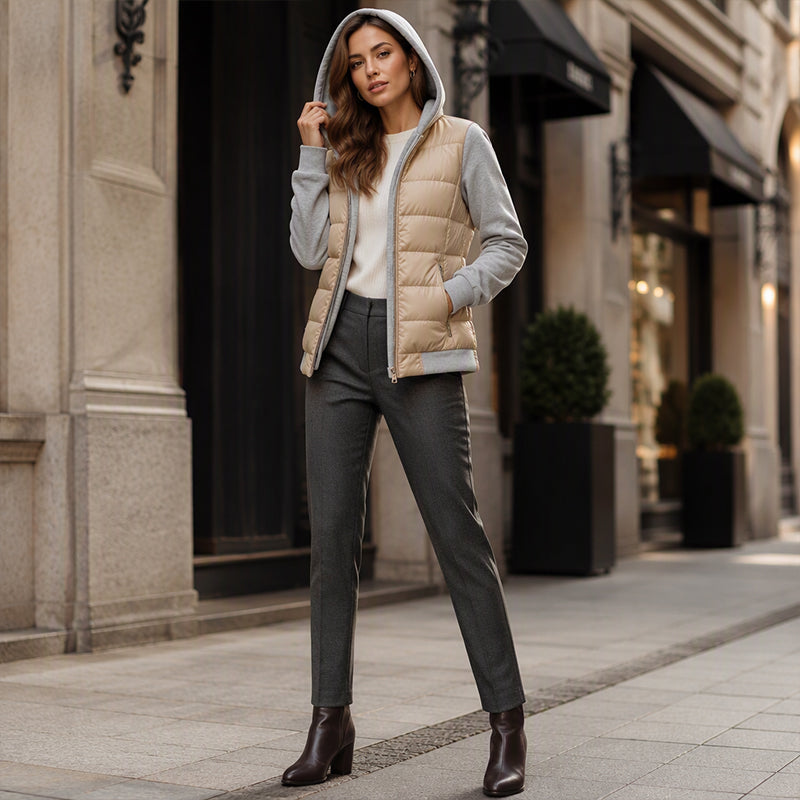 🧥 Vadderad huvjacka för kvinnor med lappad design – varm, bekväm och perfekt för kalla dagar, nu till halva priset! ✨