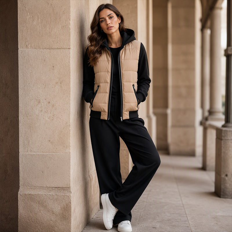 🧥 Vadderad huvjacka för kvinnor med lappad design – varm, bekväm och perfekt för kalla dagar, nu till halva priset! ✨