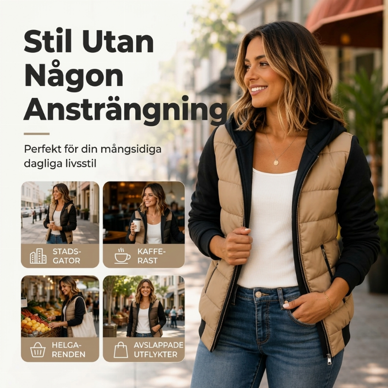 🧥 Vadderad huvjacka för kvinnor med lappad design – varm, bekväm och perfekt för kalla dagar, nu till halva priset! ✨