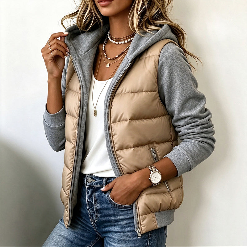 🧥 Vadderad huvjacka för kvinnor med lappad design – varm, bekväm och perfekt för kalla dagar, nu till halva priset! ✨