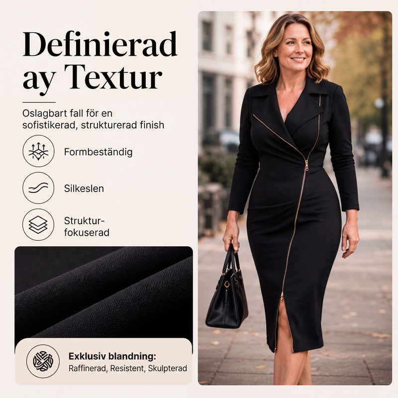 👗 Asymmetrisk klänning för kvinnor med dragkedja fram och slits – elegant, perfekt för fest och vardag, nu till halva priset! ✨