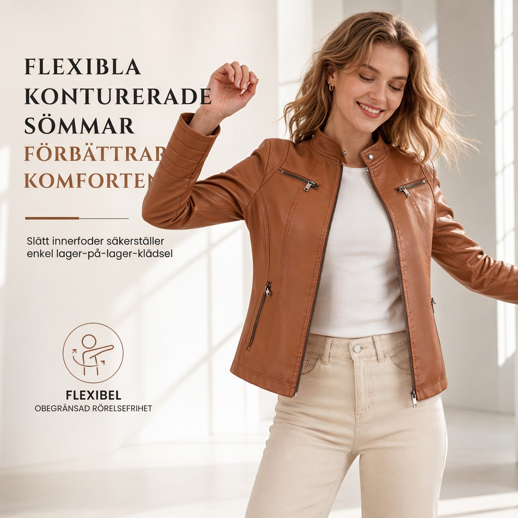 Kvinner Faux Leather Biker Letvikt Kort Motorcycle Kåpe for Spring og Autumn
