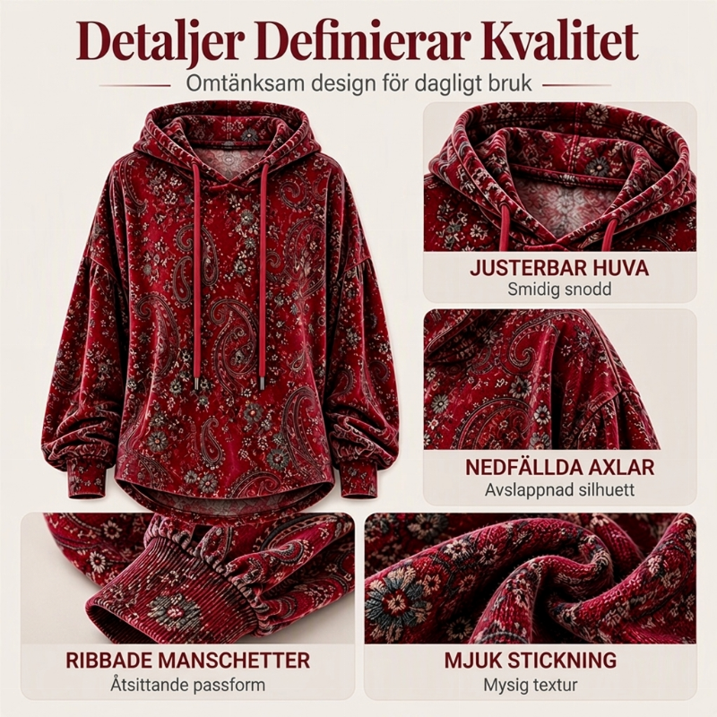 📢🎉50 % rabatt!!!🛍️✨Huvtröja för damer med paisley-mönster och dragsko