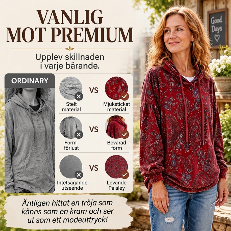 📢🎉50 % rabatt!!!🛍️✨Huvtröja för damer med paisley-mönster och dragsko