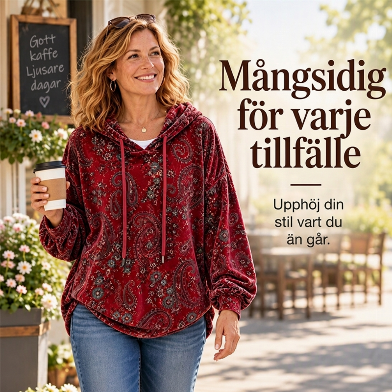 📢🎉50 % rabatt!!!🛍️✨Huvtröja för damer med paisley-mönster och dragsko