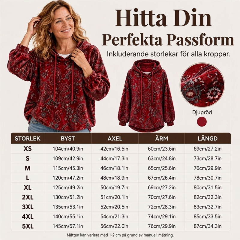 📢🎉50 % rabatt!!!🛍️✨Huvtröja för damer med paisley-mönster och dragsko