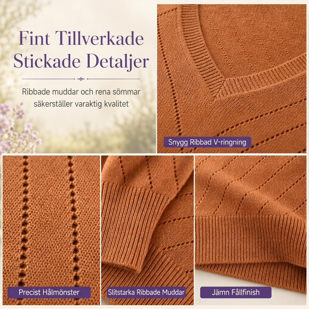 🧶 Elegant V-ringad pointelle-stickad tröja för dam – mjuk, andas, smickrande, perfekt för höst och vinter, nu till halva priset! ✨