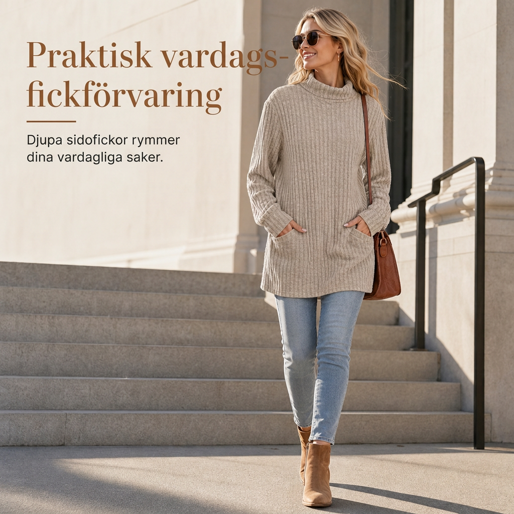 ✨ Ny kollektion 🤍 Löst sittande T-shirt för damer med hög krage och långa ärmar – bekväm passform och elegant lager-på-lager-look
