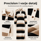 👗 Randig Stickad Klänning Dam – Mjuk Värme, Klassisk Krage & Elegant Vardagsstil