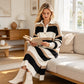 👗 Randig Stickad Klänning Dam – Mjuk Värme, Klassisk Krage & Elegant Vardagsstil