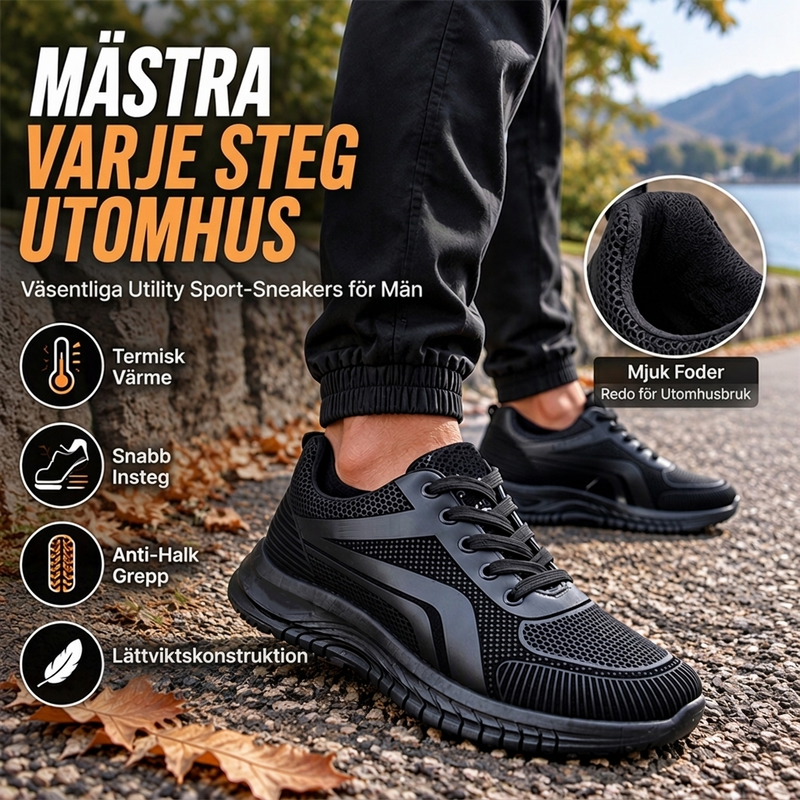 Termiska Utility-Sneakers för Män – Halkfria, Andningsbara & Lätta för Vinter