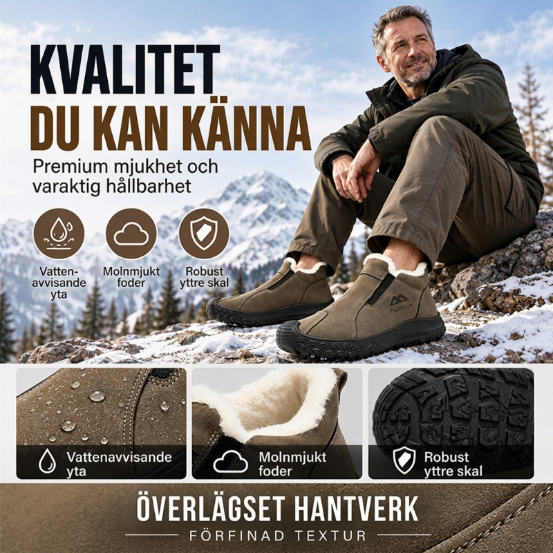 Vandrande skor för män, vinterfodrade med mjukt plysch