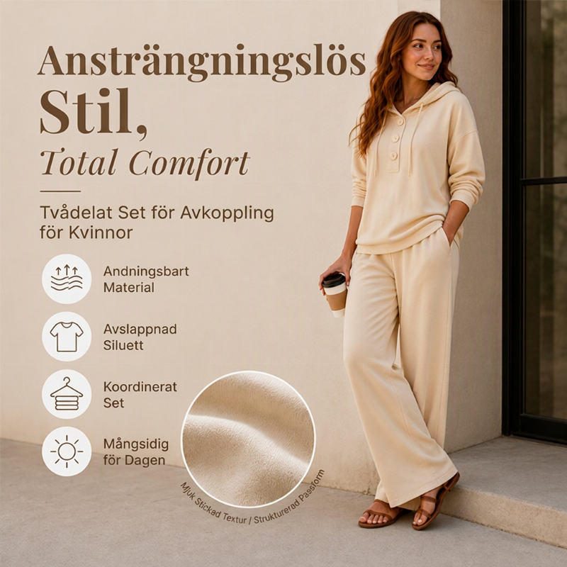 ✈️Fri frakt✨ Ny kollektion 🤍 Set med damhoodie och loungebyxor – bekväm passform, avslappnad stil och perfekt för avslappnade dagar