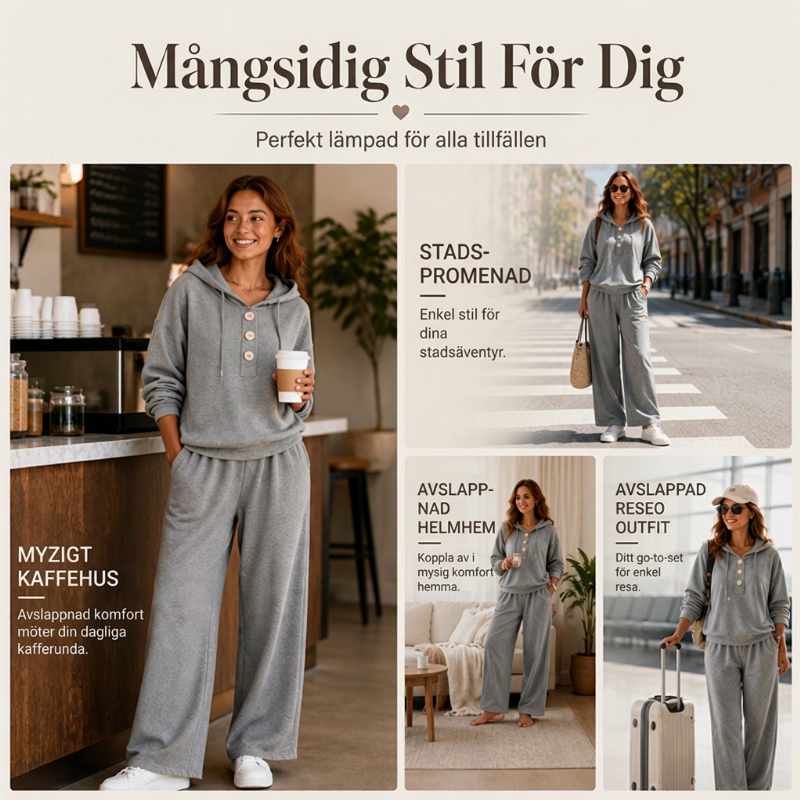✈️Fri frakt✨ Ny kollektion 🤍 Set med damhoodie och loungebyxor – bekväm passform, avslappnad stil och perfekt för avslappnade dagar