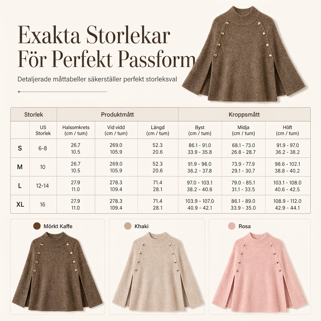✨ Ny kollektion 🤍 Stickad poncho-tröja med knappar för damer – elegant lager-på-lager-look, mjuk komfort och tidlös stil