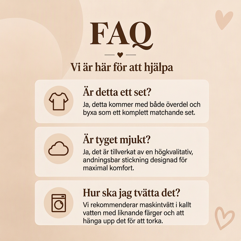 ✨Nyhet! Pyjamas-set för damer med hjärtmönster och långa ärmar