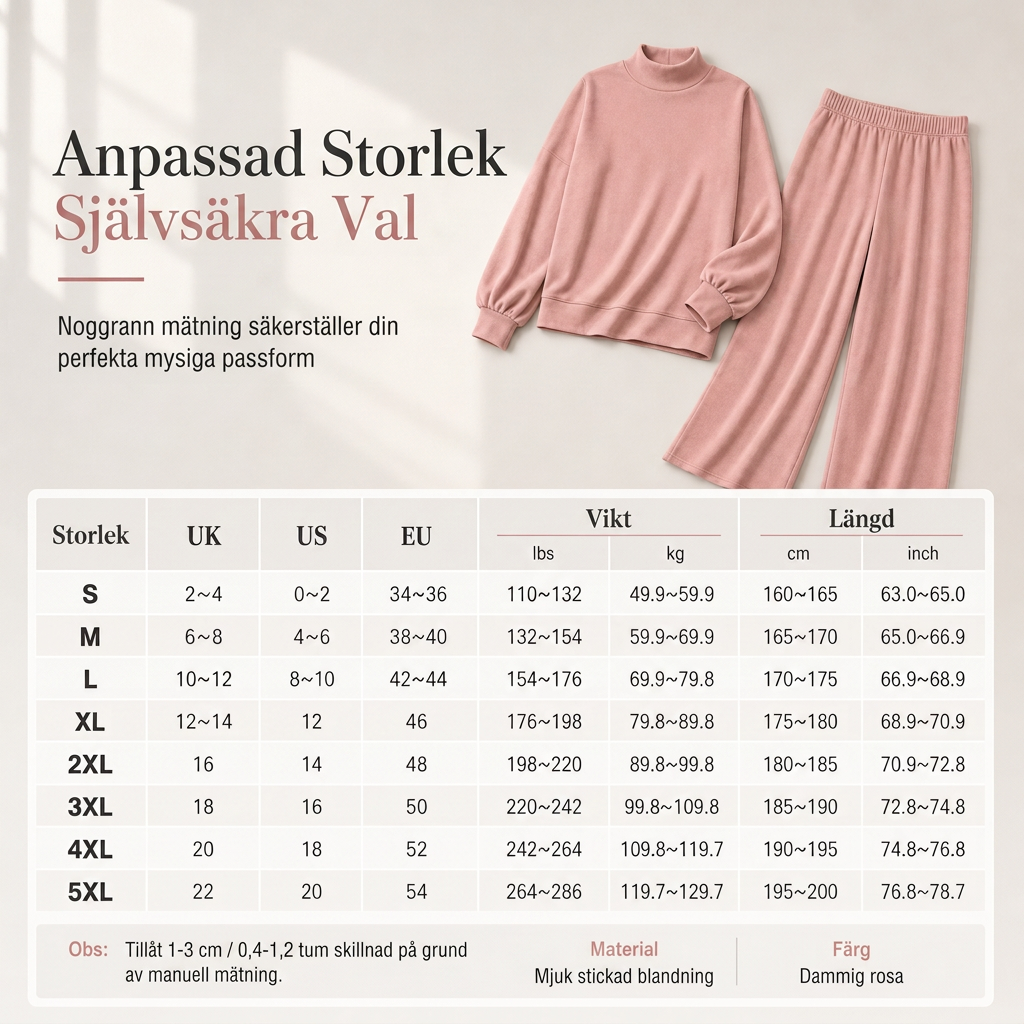 💫 Dam avslappnad tvådelad stickad loungeset med högkrage långärmad tröja och högmidje bredbyxor