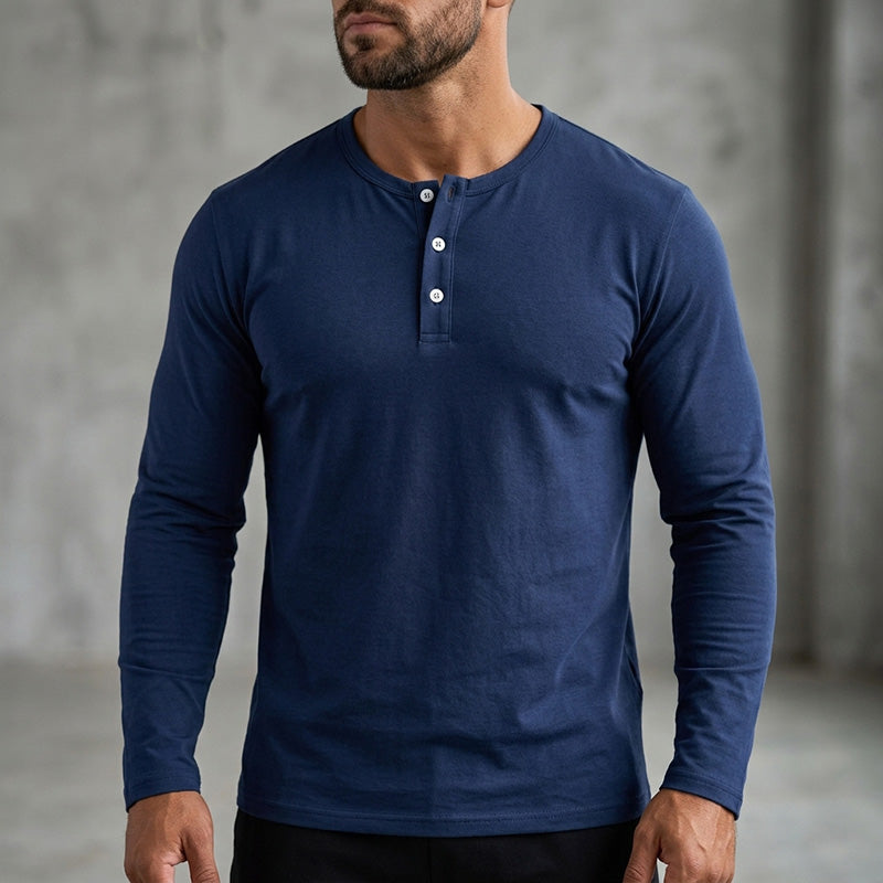 🔥 50 % RABATT! 👔 Henley-skjorta för män med långa ärmar – elegant casual stil, komfort och mångsidighet för vardagen