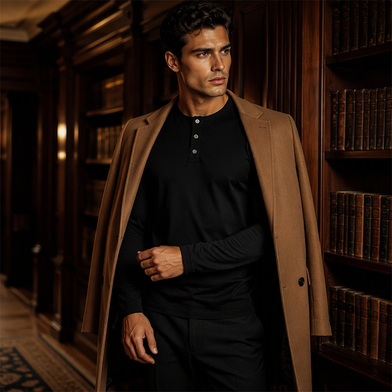 🔥 50 % RABATT! 👔 Henley-skjorta för män med långa ärmar – elegant casual stil, komfort och mångsidighet för vardagen