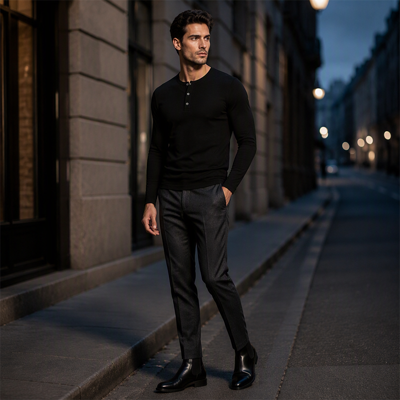 🔥 50 % RABATT! 👔 Henley-skjorta för män med långa ärmar – elegant casual stil, komfort och mångsidighet för vardagen