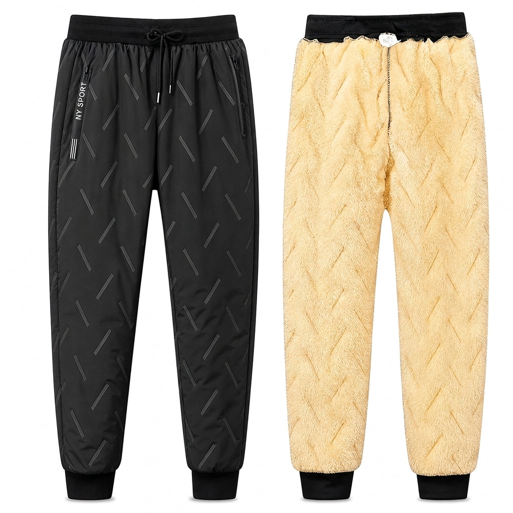 🔥Populär produkt! ✨Unisex-joggingbyxor med lös passform och sherpa-fleecefoder, varma vinterbyxor för fritiden med fickor med dragkedja