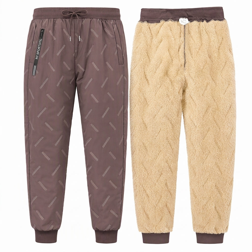 🔥Populär produkt! ✨Unisex-joggingbyxor med lös passform och sherpa-fleecefoder, varma vinterbyxor för fritiden med fickor med dragkedja