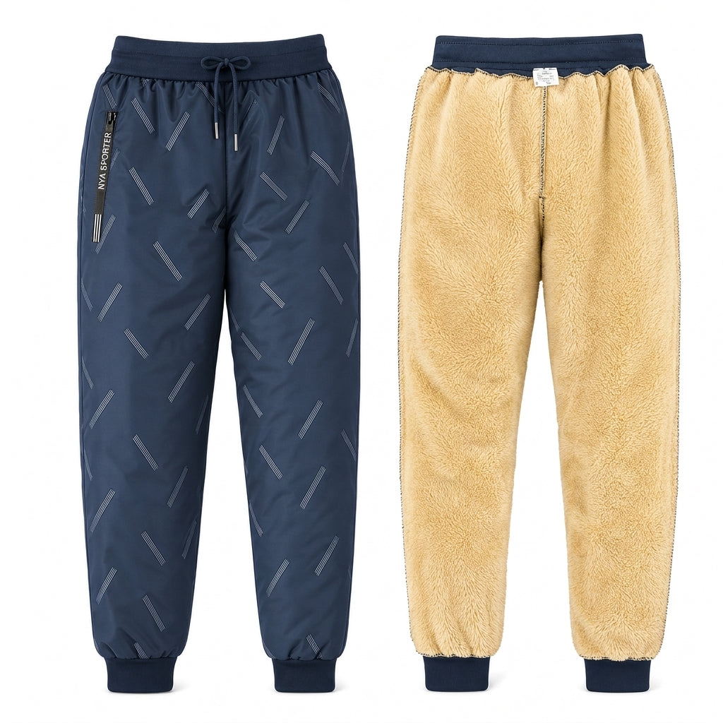 🔥Populär produkt! ✨Unisex-joggingbyxor med lös passform och sherpa-fleecefoder, varma vinterbyxor för fritiden med fickor med dragkedja