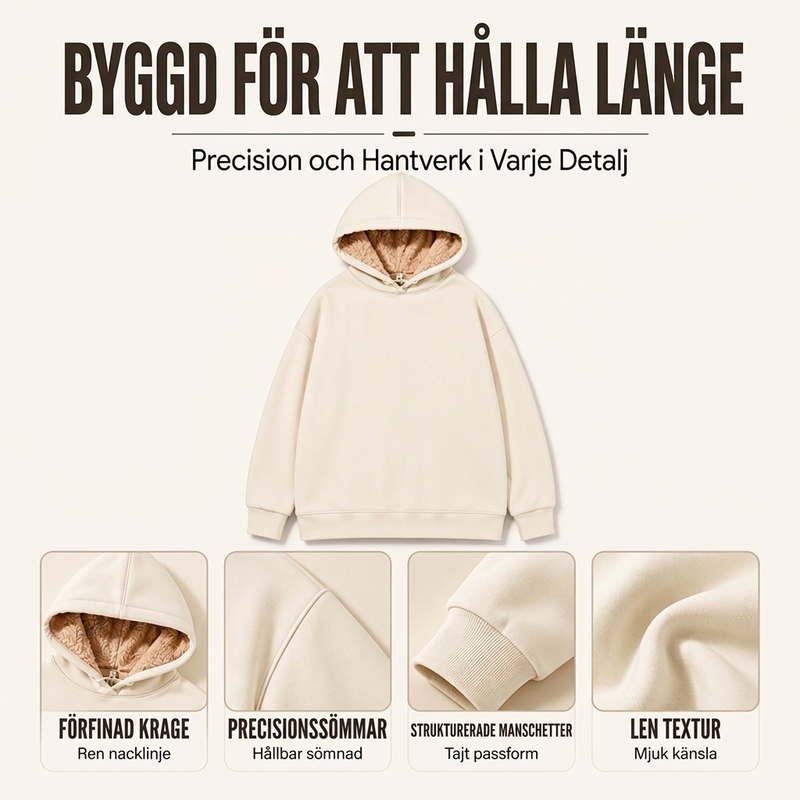 Herrtjockt huvtröja med sherpa-foder