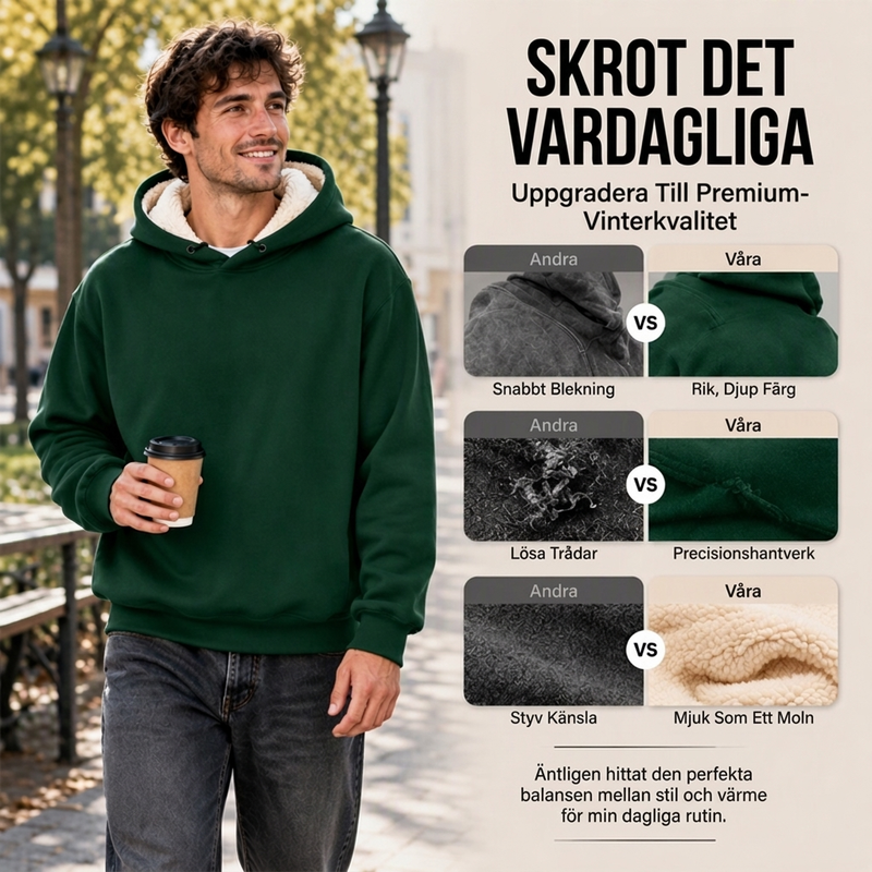 Herrtjockt huvtröja med sherpa-foder