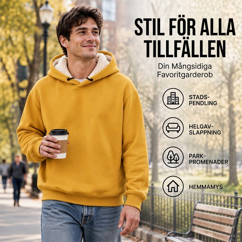 Herrtjockt huvtröja med sherpa-foder