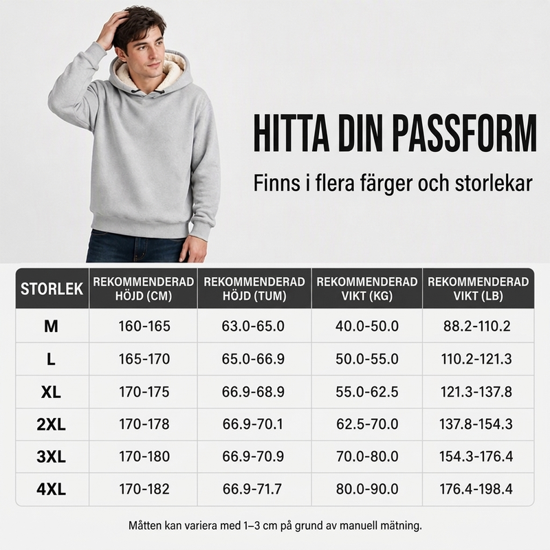 Herrtjockt huvtröja med sherpa-foder